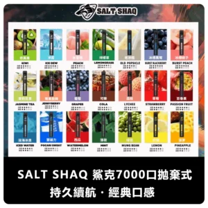 21種口味|SALT SHAQ 鯊克 7000 Puffs拋棄式電子煙